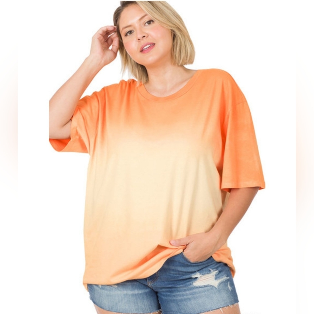 Plus Size Ombre Top (Neon Coral)